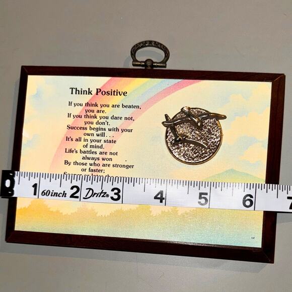 Vintage 1979 Paula “Think Positive” Plaque – Rainbow Quote Wall Art - Picture 6 of 6